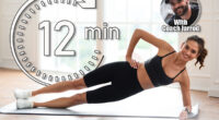 Body Shaping Concept. Smiling Fit Woman Standing In Side Plank Position On Yoga Mat Near Window At Home Or Fitness Studio, Looking Posing At Camera, Training Core And Abs Muscles, Free Copy Space. 4 Core Moves That Flatten Your Stomach Faster Than Crunches After 45 Cover