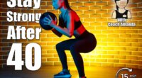 Fit young brunette woman doing squat exercise with medicine ball in gym in neon lights. 4 Essential Exercises Everyone Over 40 Should Do to Stay Strong for Life. Cover