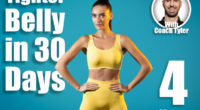 Fitness Workout. Fit Woman Wearing Sportswear Posing With Hands On Hips Looking At Camera Standing In Studio On Blue Background. Fitness And Gym, Sporty Lifestyle Concept. 4 Standing Moves That Tighten Loose Belly Skin Without Surgery. Cover