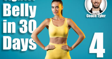 Fitness Workout. Fit Woman Wearing Sportswear Posing With Hands On Hips Looking At Camera Standing In Studio On Blue Background. Fitness And Gym, Sporty Lifestyle Concept. 4 Standing Moves That Tighten Loose Belly Skin Without Surgery. Cover
