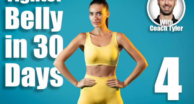 Fitness Workout. Fit Woman Wearing Sportswear Posing With Hands On Hips Looking At Camera Standing In Studio On Blue Background. Fitness And Gym, Sporty Lifestyle Concept. 4 Standing Moves That Tighten Loose Belly Skin Without Surgery. Cover