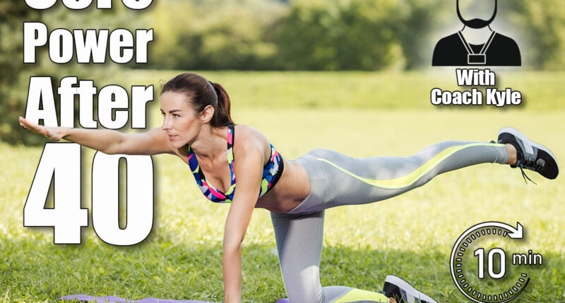 Pilates woman. Woman doing yoga exercises on mat in park. Woman exercising fitness outside. Bird-dog or kneeling opposite arm and leg extension (chakravakasana). Full length. 5 Bodyweight Moves That Build Core Power Better Than Gym Equipment After 40. Cover