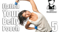 Sports girl doing exercises with dumbbells. 5 Daily Moves to Flatten Your Belly Pooch in 30 Days After 50—No Floor Work. Cover