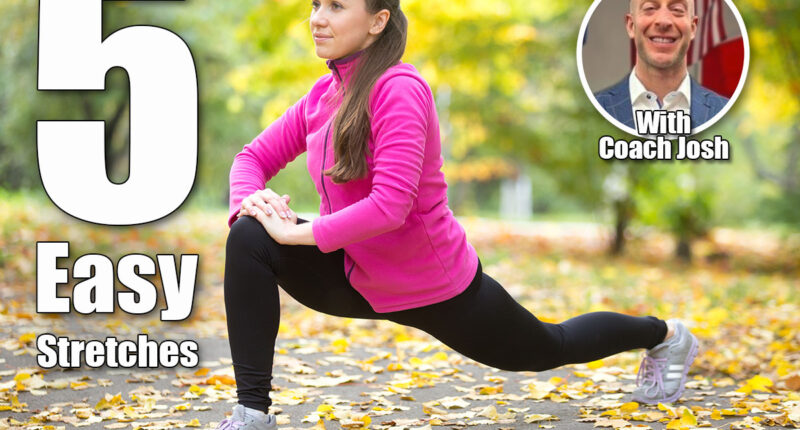 Sporty beautiful happy young woman warming up, stretching before morning running routine, doing high lunges, exercises for legs, hips and buttocks, working out outdoor on autumn day. Full length. 5 Driveway Stretches That Reverse Stiffness Better Than Massage Therapy After 50. Cover