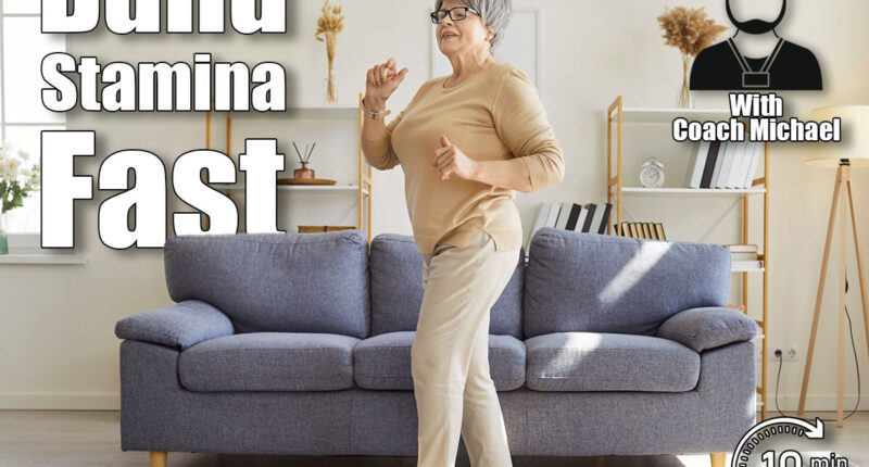 Old active senior happy woman enjoying walking, joyful dancing in new sport shoe for running, foot care, orthopedic health, wearing comfortable medical orthotic shoes, relieve pain, staying healthy. 5 Indoor Walking Tricks That Build Better Stamina Than Treadmills After 50. Cover