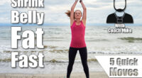 Happy fitness woman doing jumping jacks or star jump exercise at seaside outdoors, copy space. Girl working out on beach at summer morning, full length portrait. Healthy lifestyle concept. 5 Micro-Workout Moves That Shrink Your Stomach Pooch in 30 Days After 45—No Gym. Cover
