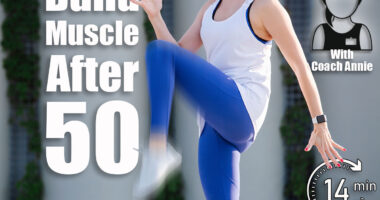 Exercising woman doing her routine in an urban enviroment, rising knees high up and touching elbow. Over support pillars. In blue stretchy yoga pants. Side view. 5 Standing Exercises That Build Muscle Better Than Gym Machines After 50. Cover