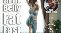 Young woman in gray sportswear exercise at home, doing standing bicycle crunches, in quarantine during Coronavirus pandemic.6 Simple Standing Drills That Melt Belly Pooch in 30 Days After 50. Cover