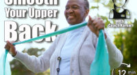Elderly, woman and physiotherapy for fitness with resistance band in park, outside or garden for wellness. Black person, smile and happy with results in mobility, recovery or rehabilitation of injury. 6 Standing Moves That Smooth Your Upper Back in 30 Days After 45. Cover
