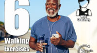 A happy senior Black man runs along a seaside promenade holding a water bottle and smartphone, wearing earphones and a joyful expression. 6 Walking Exercises That Reverse Aging Better Than Running After 50. Cover