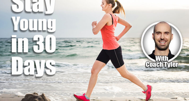 Running woman. Female runner jogging during the sunrise on beach. 6 Walking Tricks That Keep You Younger in Just 30 Days. Cover