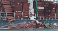 Containers falling off a cargo ship in California