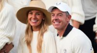 Erica's last laugh: Rory McIlroy's wife grabs a champagne glass to...