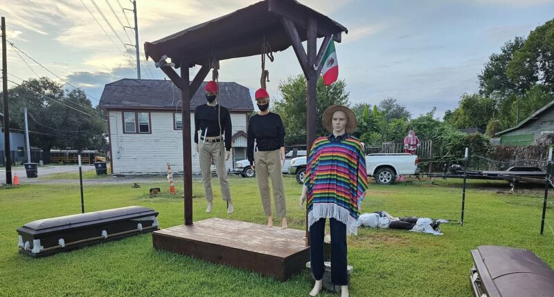 Horror over anti-ICE Halloween display showing effigies of agents