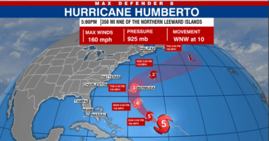 Hurricane Humberto strengthens to Category 5, Tropical Depression 9 expected to strengthen