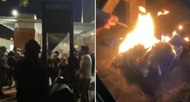 ICE slams 'unhinged behavior' of Portland protesters who rolled out guillotine in front of field office