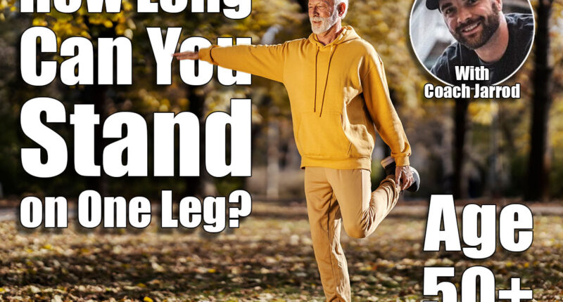 Full length of a fit old sportsman with healthy habits balancing on one foot and doing fitness exercises in nature. If You Can Stand on One Leg This Long at 50, Your Balance Beats Most 30-Year-Olds, Cover