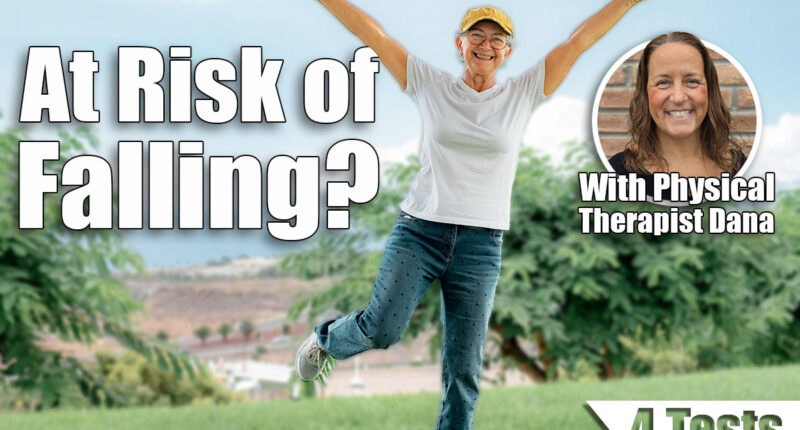 Happy senior attractive woman jumping in the meadow - caucasian grandmother in balance on one leg looking at camera smiling. Carefree lifestyle for a retired people. If You Fail These 4 Tests After 50, Your Risk of Falling Skyrockets. Cover