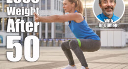 Attractive middle aged woman in sportswear doing squats using resistance band, having workout in the city. Is Cutting Calories Enough to Lose Weight After 50? Cober