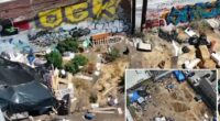 LA residents fume over sprawling homeless encampment with tennis court, BBQ pit, and garden