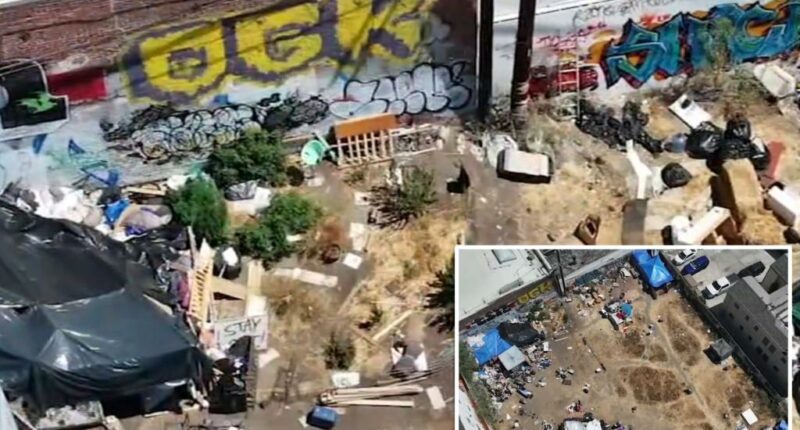LA residents fume over sprawling homeless encampment with tennis court, BBQ pit, and garden
