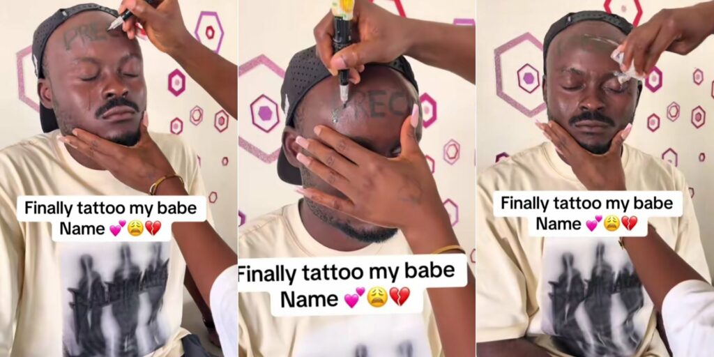 Man tattoos girlfriend