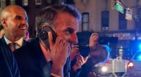 Macron is stopped by New York cops as street closed for Trump