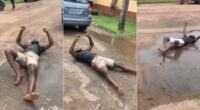 Man rolls excitedly as wife finally welcomes baby