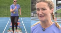 Mom goes viral for earning world record running across a track of LEGOs barefoot