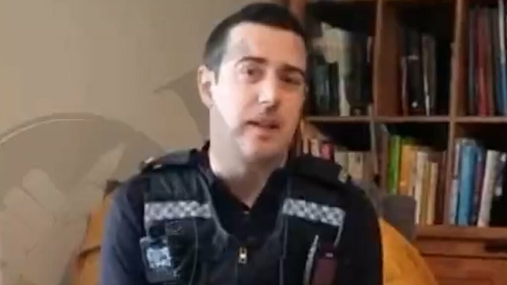 Moment British cops tell American gran to apologise for online posts