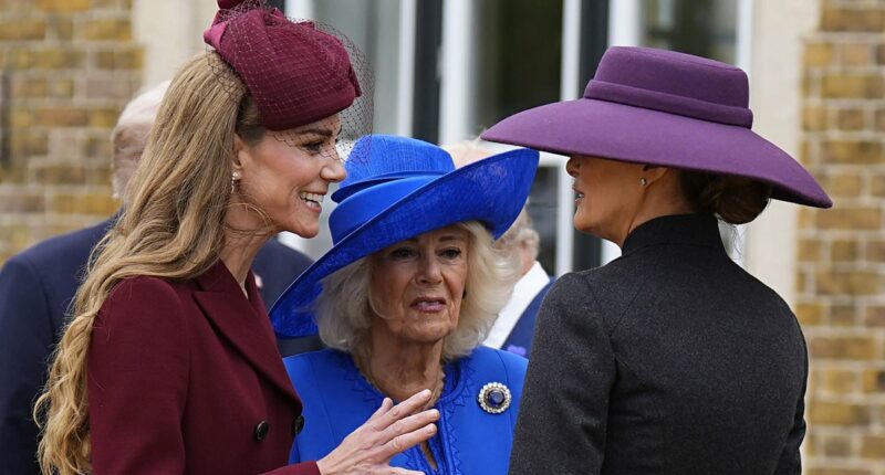 Moment Melania breaks off talking to Camilla after spotting Kate