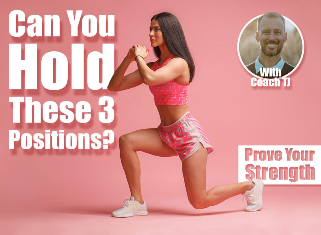 athletic woman in pink sports clothing doing lunge exercise isolated on pink background. Over 45? If You Can Hold These 3 Positions, You