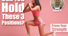 athletic woman in pink sports clothing doing lunge exercise isolated on pink background. Over 45? If You Can Hold These 3 Positions, You
