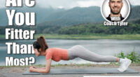 Woman in athletic wear doing a plank exercise by a lake with mountains in the background, showcasing fitness and nature. Over 45? If You Can Hold a Plank This Long, Your Core Is Stronger Than Most. Cover
