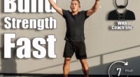 A middle-aged man performs jumping jacks outdoors against a concrete wall during a high-intensity workout session just outside the gym. Over 45? This 7-Minute Routine Builds More Strength Than Your Usual Cardio. Cover