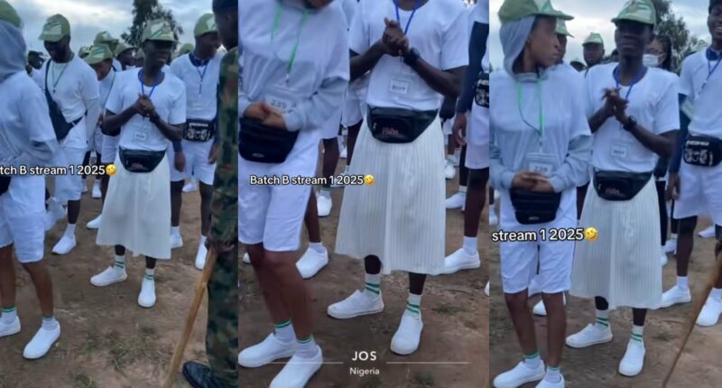 Soldier confronts corper as she wears white skirt to NYSC camp