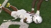 Texas A&M star Bryce Anderson knocked out cold after brutal collision