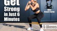 Sporty woman doing squats with fitness gum expander outdoors. This 6-Minute Morning Routine Builds More Strength Than Hour-Long Workouts After 50. Cover