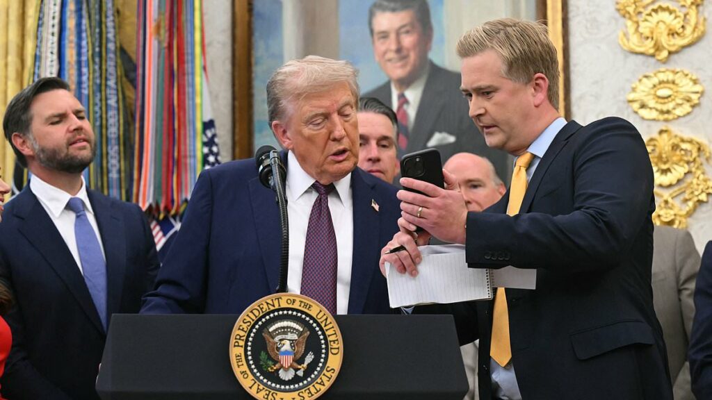 Trump blames AI for video of object being thrown out of WH window