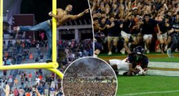 Virginia fans storm field after upset win over Florida State in bonkers college football scene