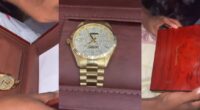Woman Gifts Husband ₦12 Million Gold Wristwatch as Wedding Surprise
