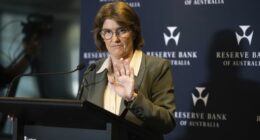 Governer of the Reserve Bank of Australia Michele Bullock,  speaks at a media conference  on Monetary Policy Decision, Sydney, 30 September 2025.
