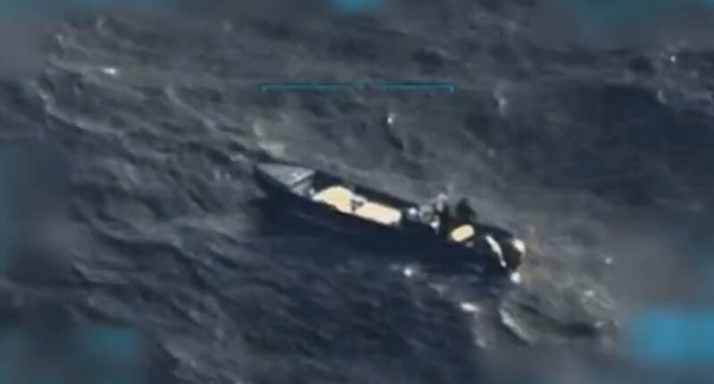A boat is seen in international waters before a strike by the US military near Venezuela