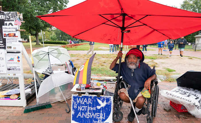 A decades-long peace vigil outside the White House is dismantled after Trump's order