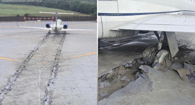 A plane had to be stopped by a safety zone at the end of the runway at a Virginia airport