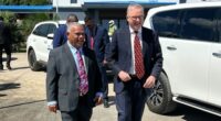 Prime Minister Anthony Albanese and Vanuatu counterpart Jotham Napat in Port Vila on September 9, 2025.