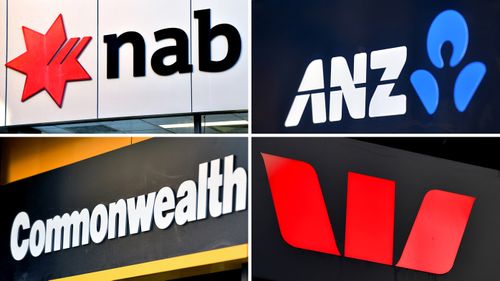 A composite image of signage of Australia's 'big four' banks ANZ, Westpac, the Commonwealth Bank (CBA) and the National Australia Bank (NAB) signage in Sydney, Saturday, May 5, 2018.