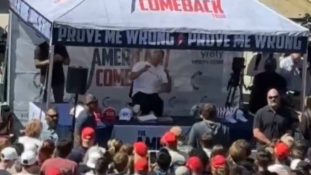 Charlie Kirk shot at conservative students' rally in Utah: Horror video shows MAGA star 'being hit in the neck'