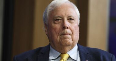 Clive Palmer, Trumpet of Patriots chairman and party spokesperon, ahead of an address to the National Press Club of Australia in Canberra on Thursday 13 March 2025. fedpol Photo: Alex Ellinghausen