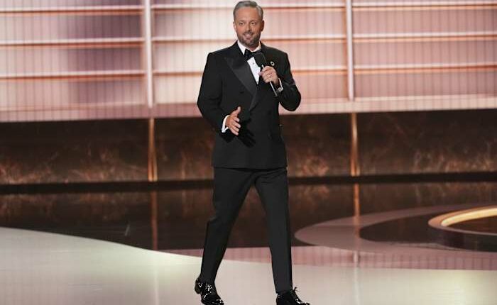 Emmys host Nate Bargatze jokes about the television industry, devises gag to keep speeches short